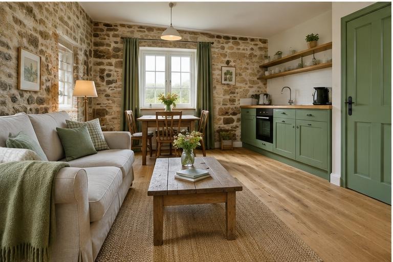 Old Farm Suites — Living room & kitchen