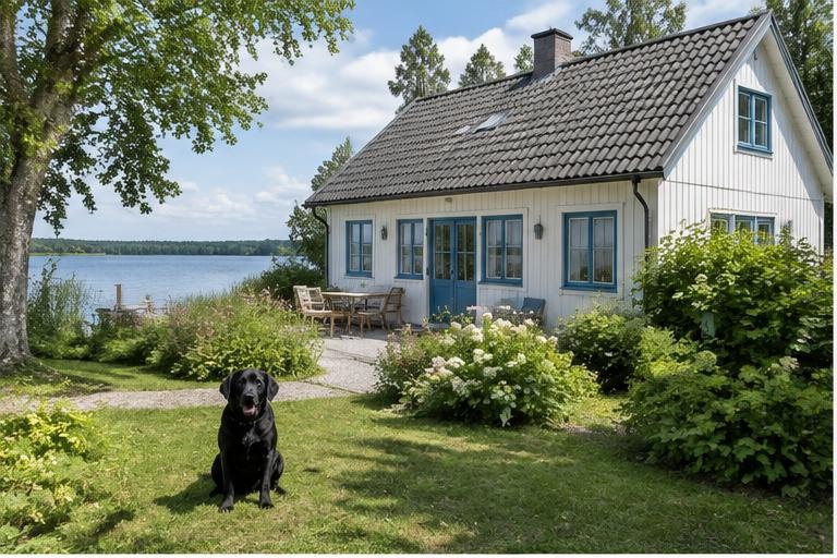 Lake View Manor with a dog outside